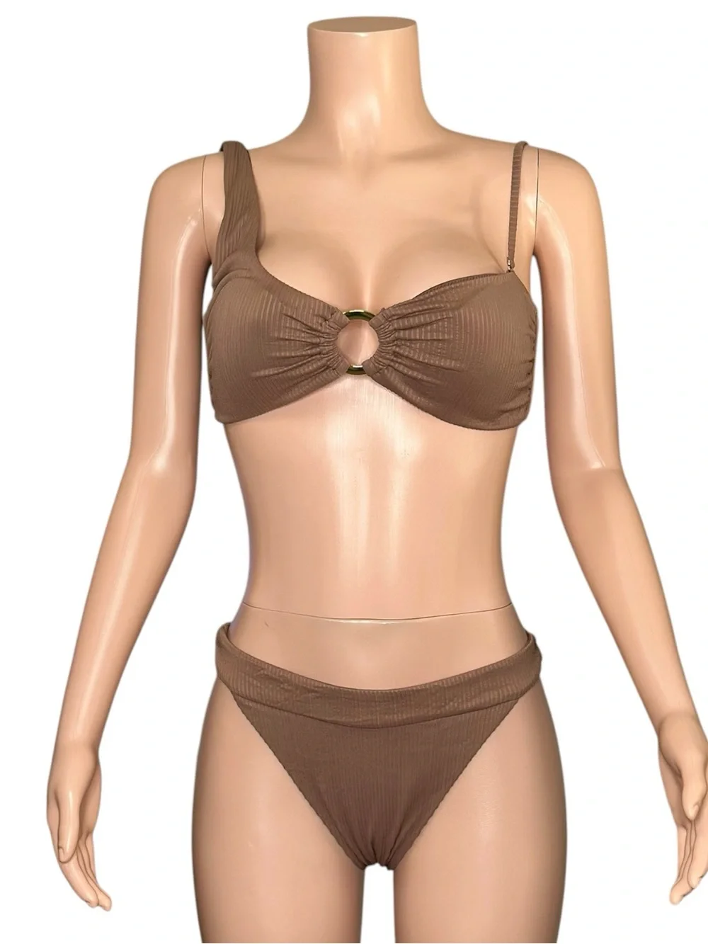 MONDAY SWIMWEAR Set Antigua Top (L) & Argentina Bottom (L) - Caramel Rib